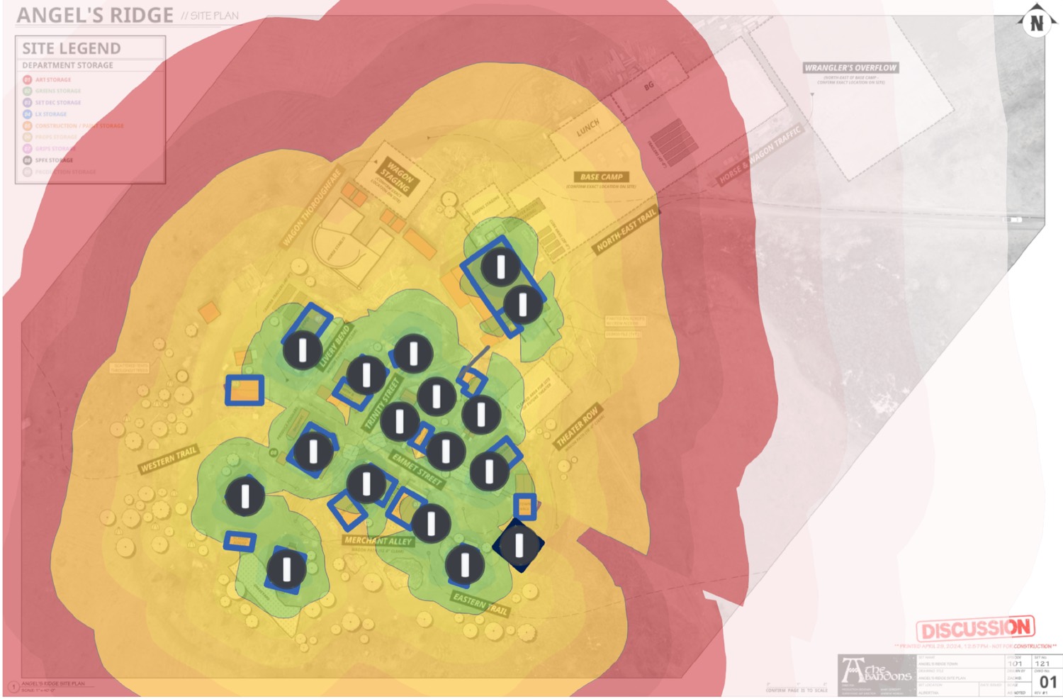 A real Wi-Fi coverage heat-map of the Albertina production set showing full measured coverage across five acres
